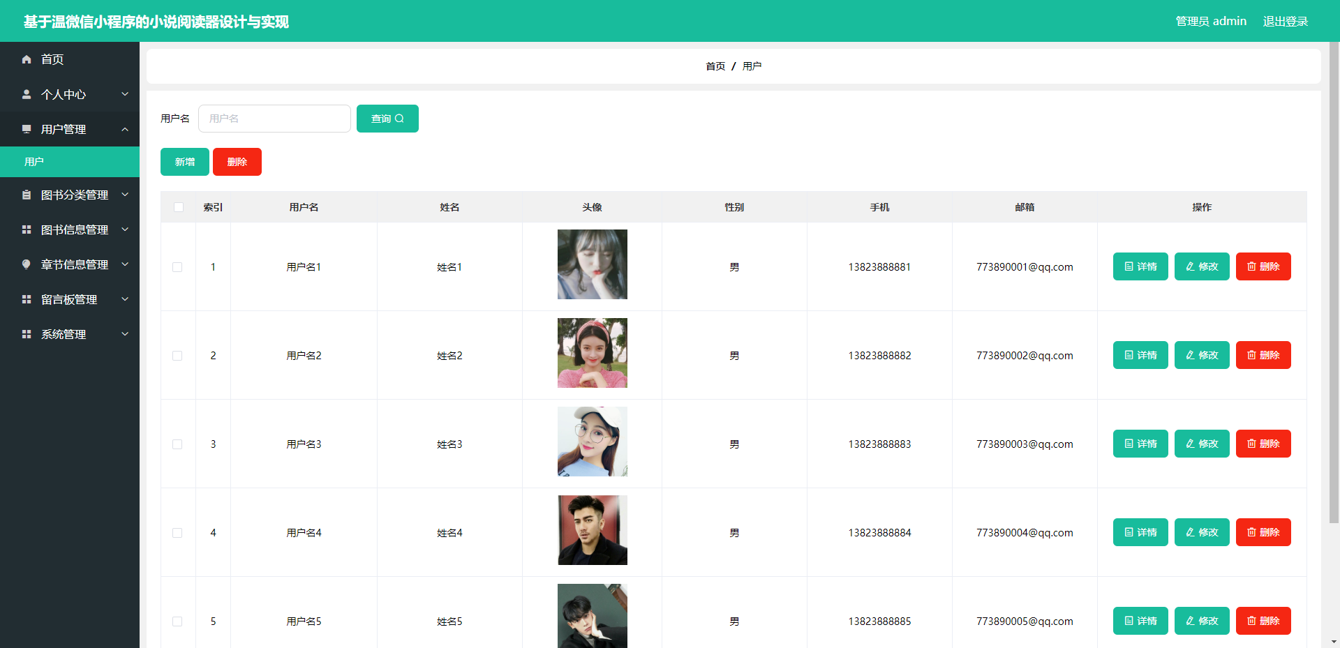 精品微信小程序小说阅读器+后台管理系统｜前后分离VUE