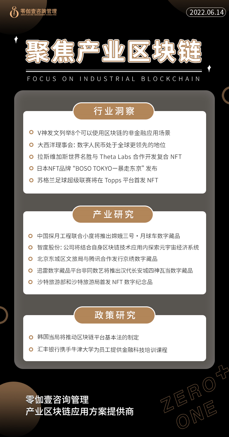 6.14产业区块链新资讯，零伽壹整理收集分享