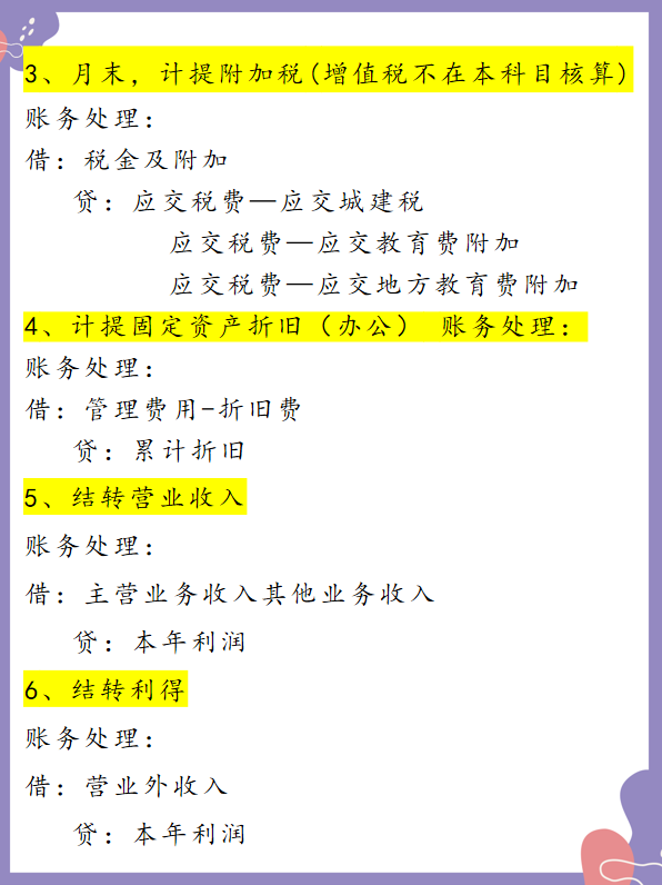 老会计不会主动讲，月末结转，看这些分录就够了