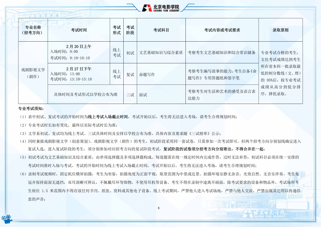 北京电影学院2022年艺术类本科、高职招生简章