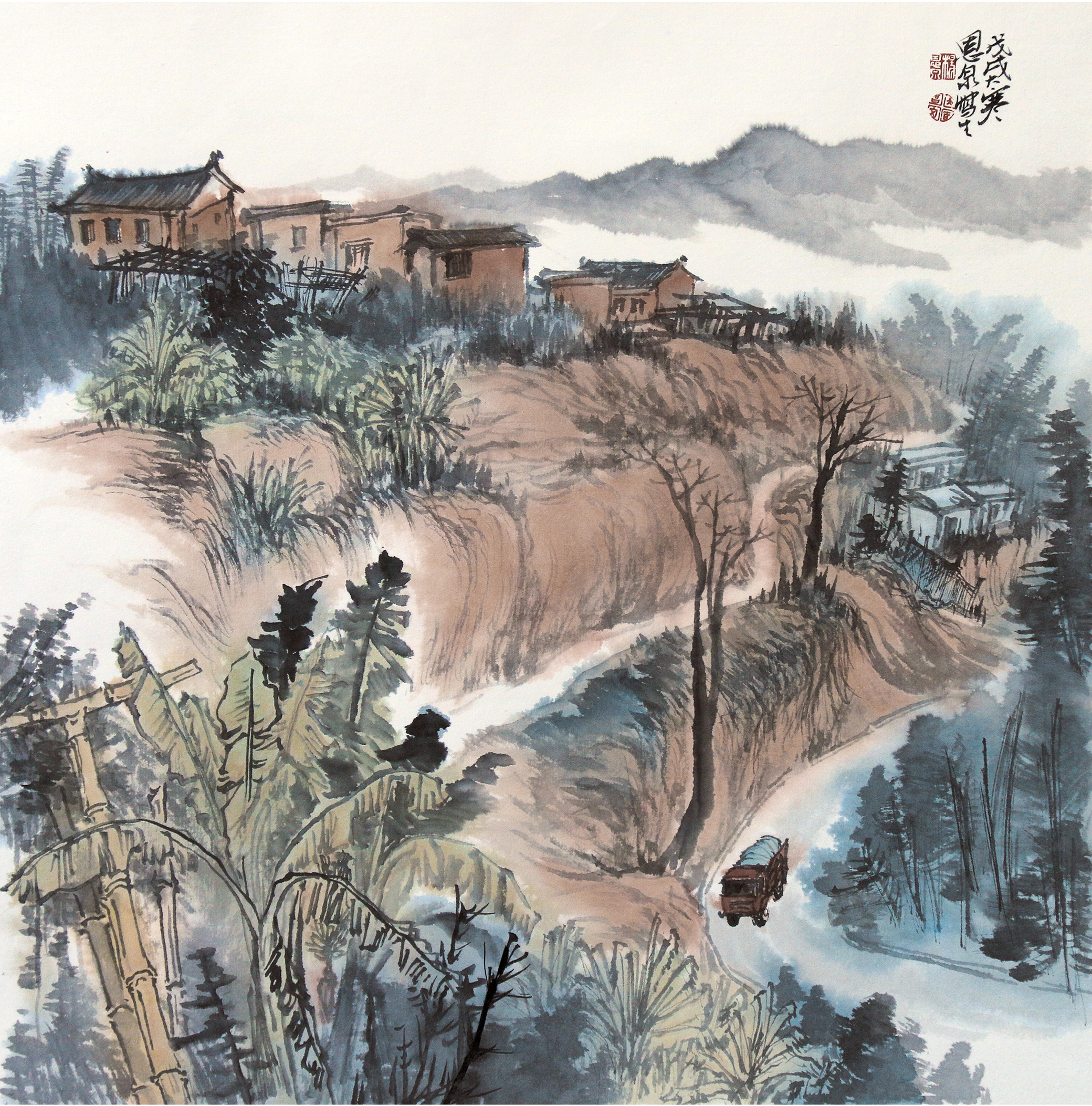 云南文艺网-在大象无形中品味平淡天真——画家杨恩泉山水画作读赏