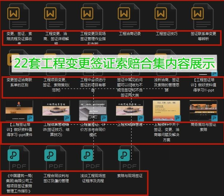 老李每次中标价格都压得很低，22套工程变更签证索赔合集，实用