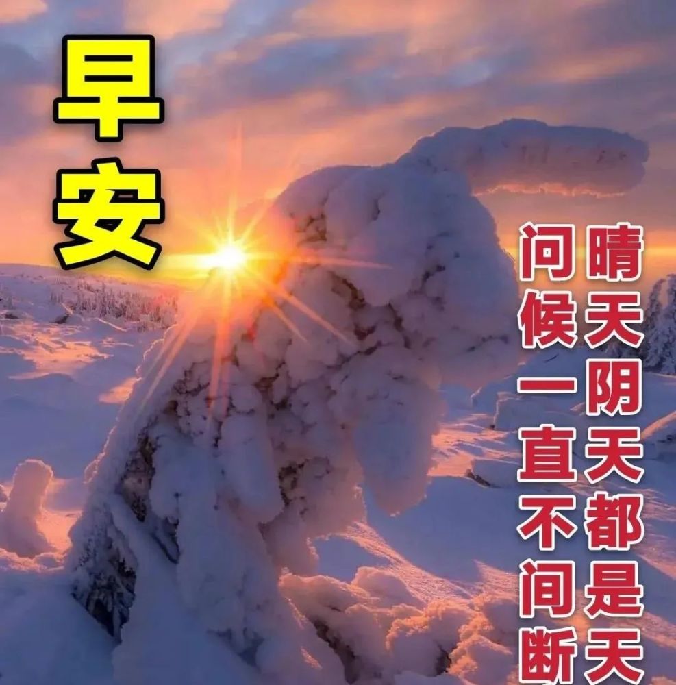 最美冬日雪景早上好图片 2022唯美冬天早安问候祝福语图片带字温馨