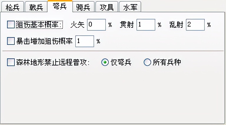 三国志11血色衣冠sire2.01d修改器使用详解五：各兵种特效参数