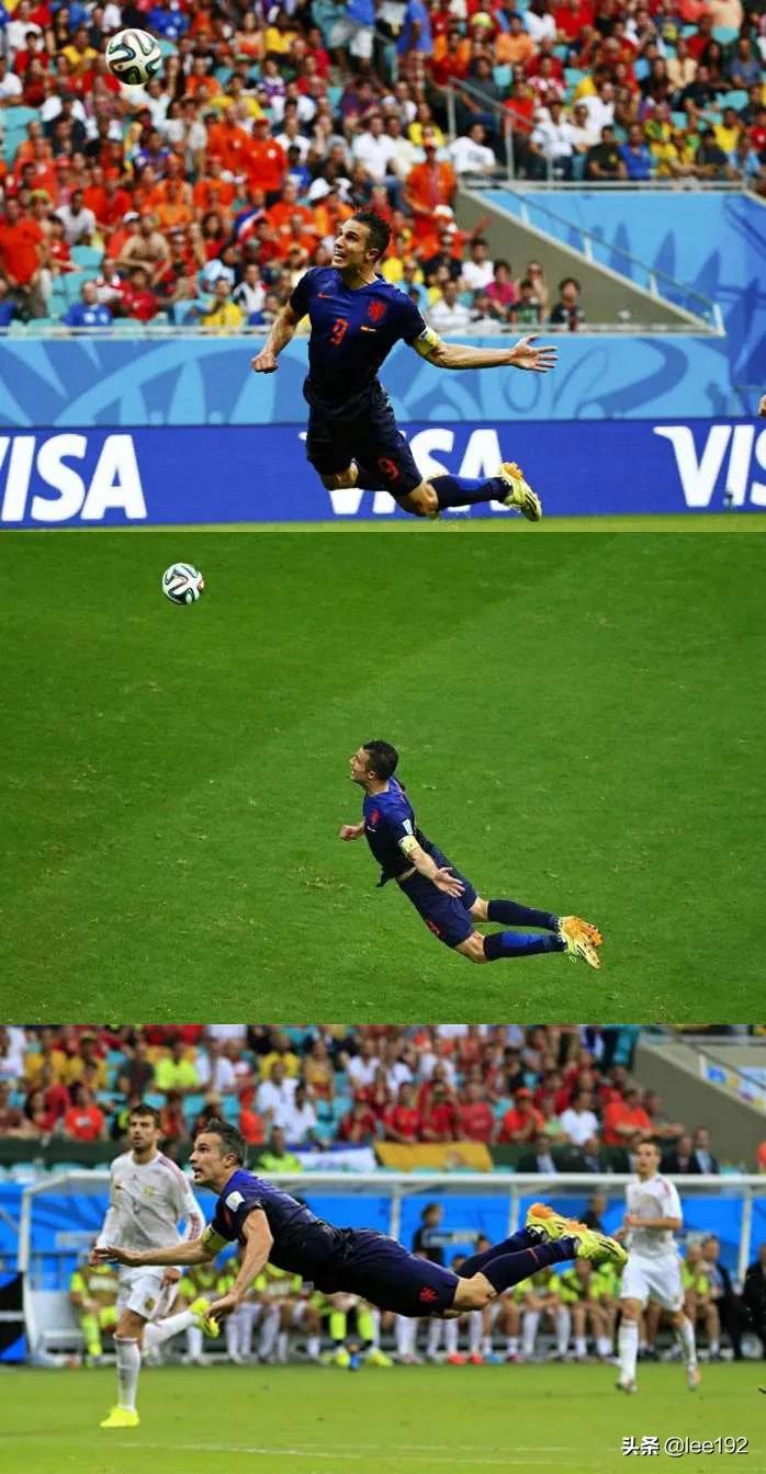 来自范佩西的2014世界杯b组首轮比赛的"鱼跃冲顶"!