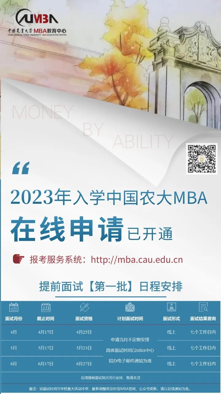 最后4天 | 中国农业大学MBA第一批提前面试申请截止 林晨陪你考研