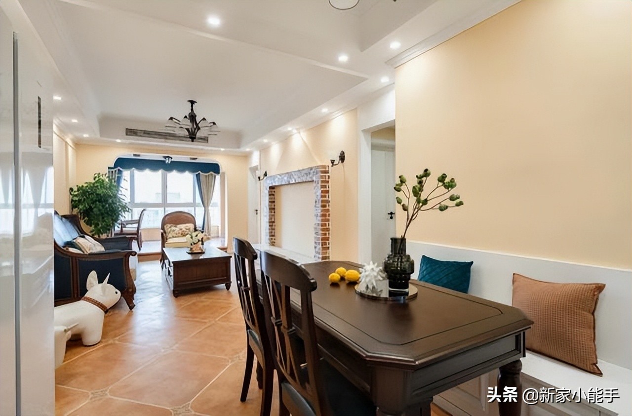 90平地中海風格，全屋简单又温馨，电视墙太抢眼了，一家人都喜欢