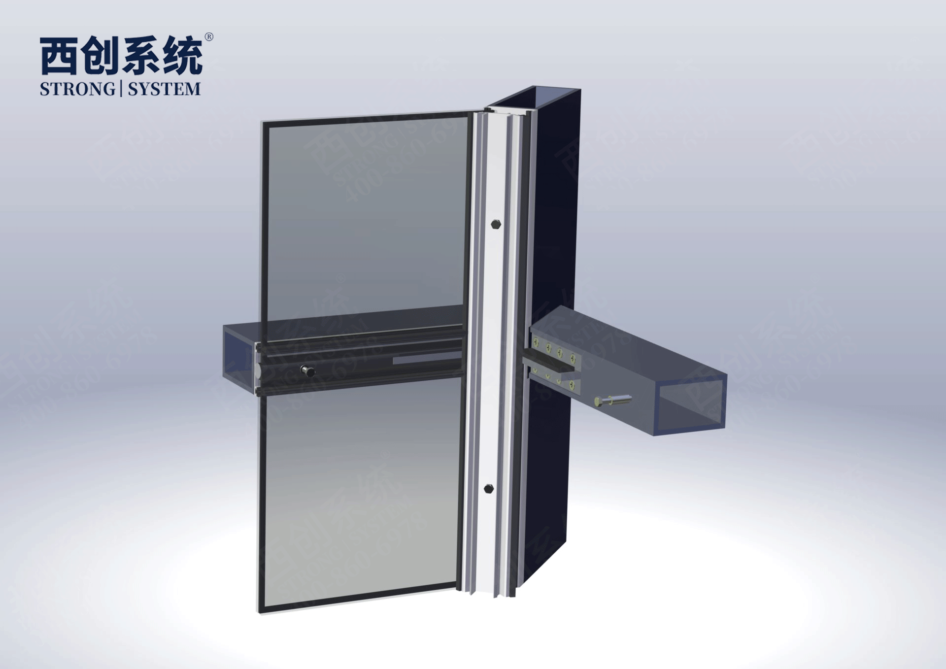 多截面精制鋼幕墻型材90度陰角轉(zhuǎn)接方法-西創(chuàng)系統(tǒng)(圖6)