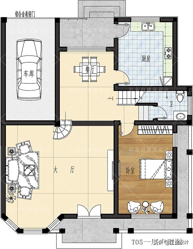 农村自建房复式楼空间才显大气，推荐5款，有挑高客厅与旋转楼梯