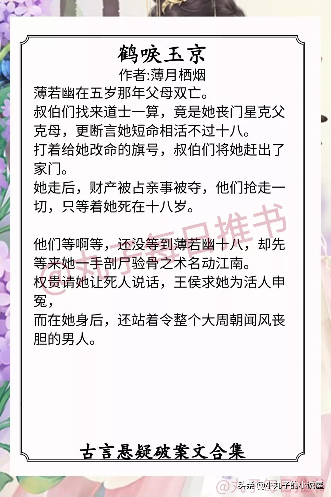 强推!古言悬疑破案,《仵作惊华》《京华子午》《美人多妩媚》赞