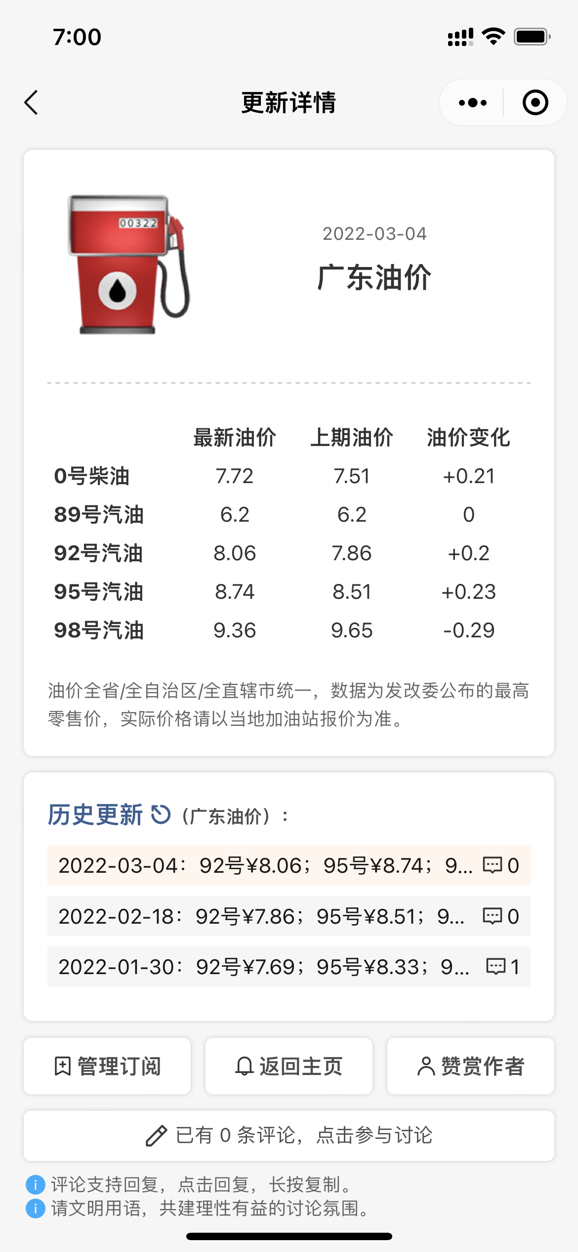 如下图所示,广东 92 号油价刚好上涨了 2 毛,突破 8 块,达到了 8