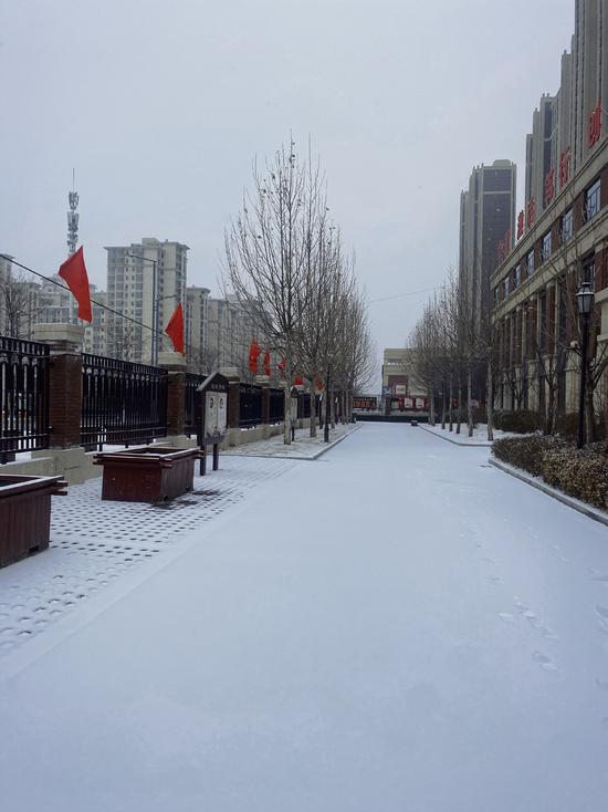快来欣赏正阳街小学校园雪景
