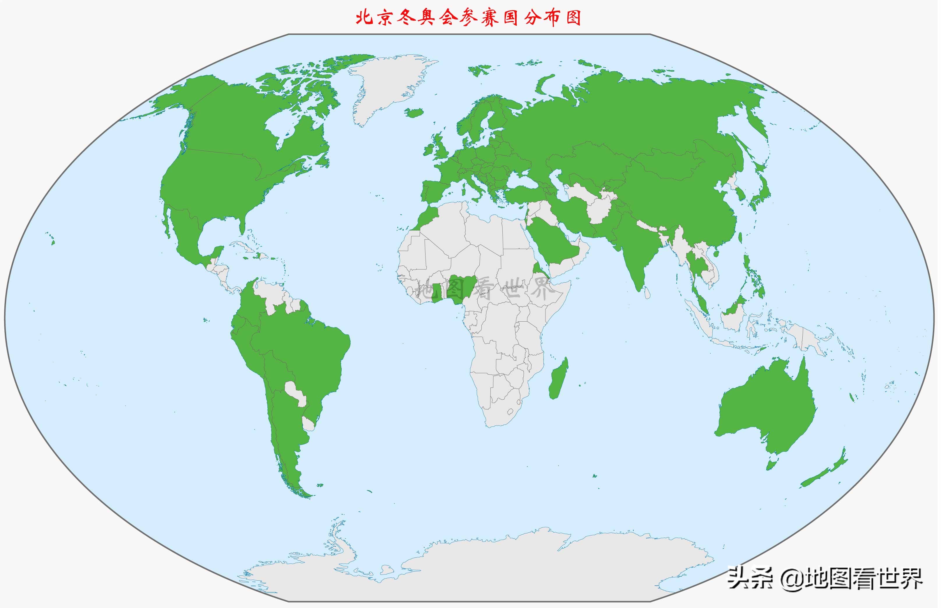 国内有哪些国家参加过奥运会(北京冬奥会参赛国地图——欧美多强，亚洲三国鼎立，非洲陪跑)