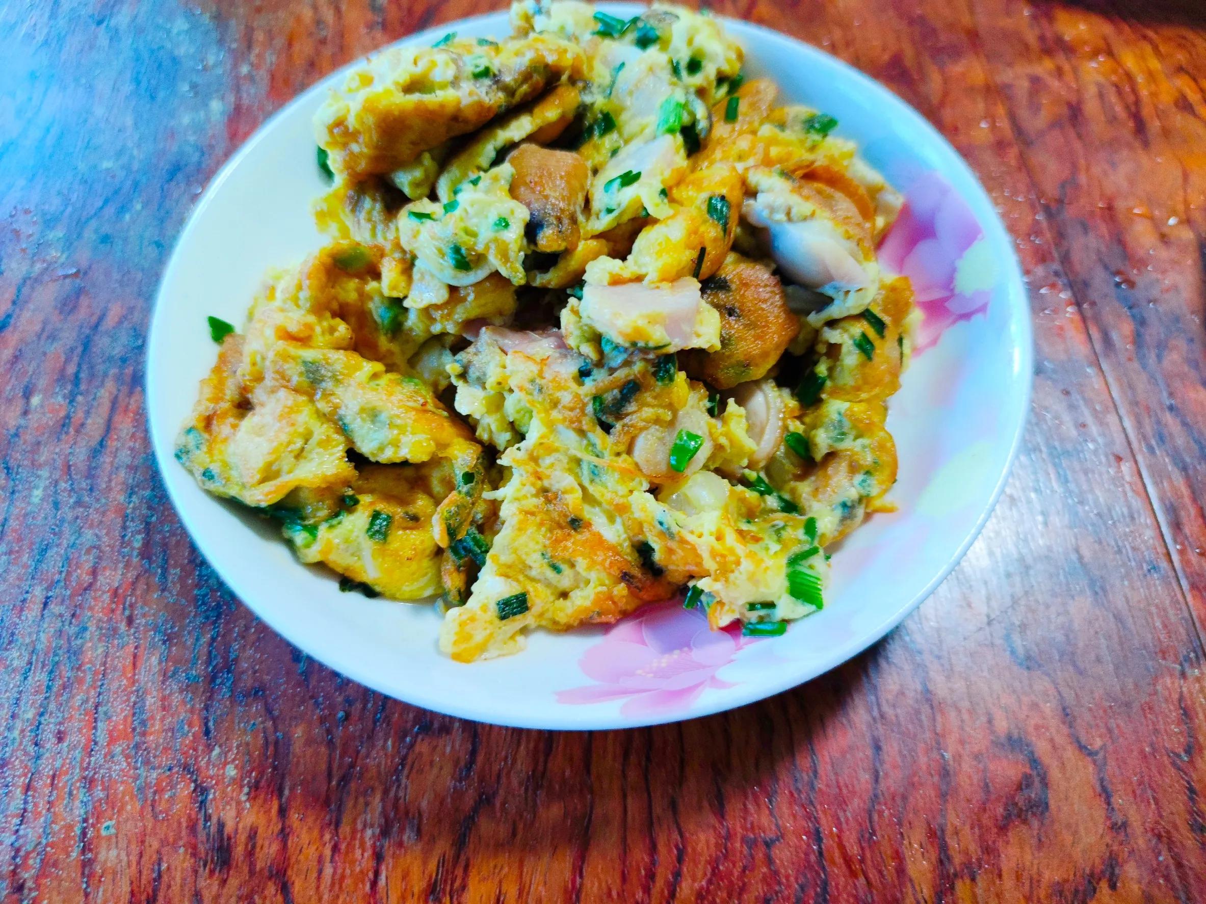 1,大蛤野蒜炒土鸡蛋