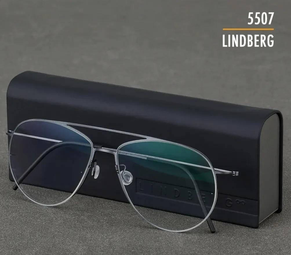 林德伯格休闲框双梁眼镜5507，特别适合配变色镜片变完色像太阳镜