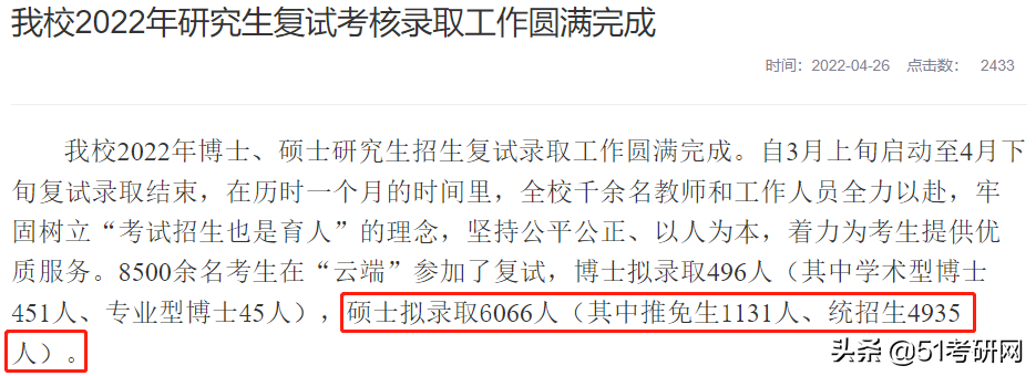 22考研录取人数公布了，这些高校有扩招