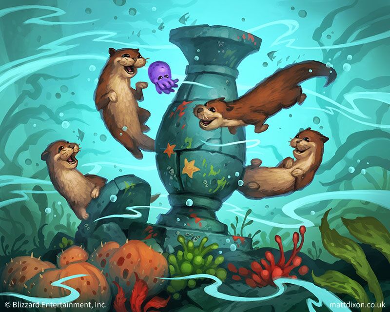 炉石传说新版本原画鉴赏：巨型生物威武帅气，虎鲸和海獭太可爱了