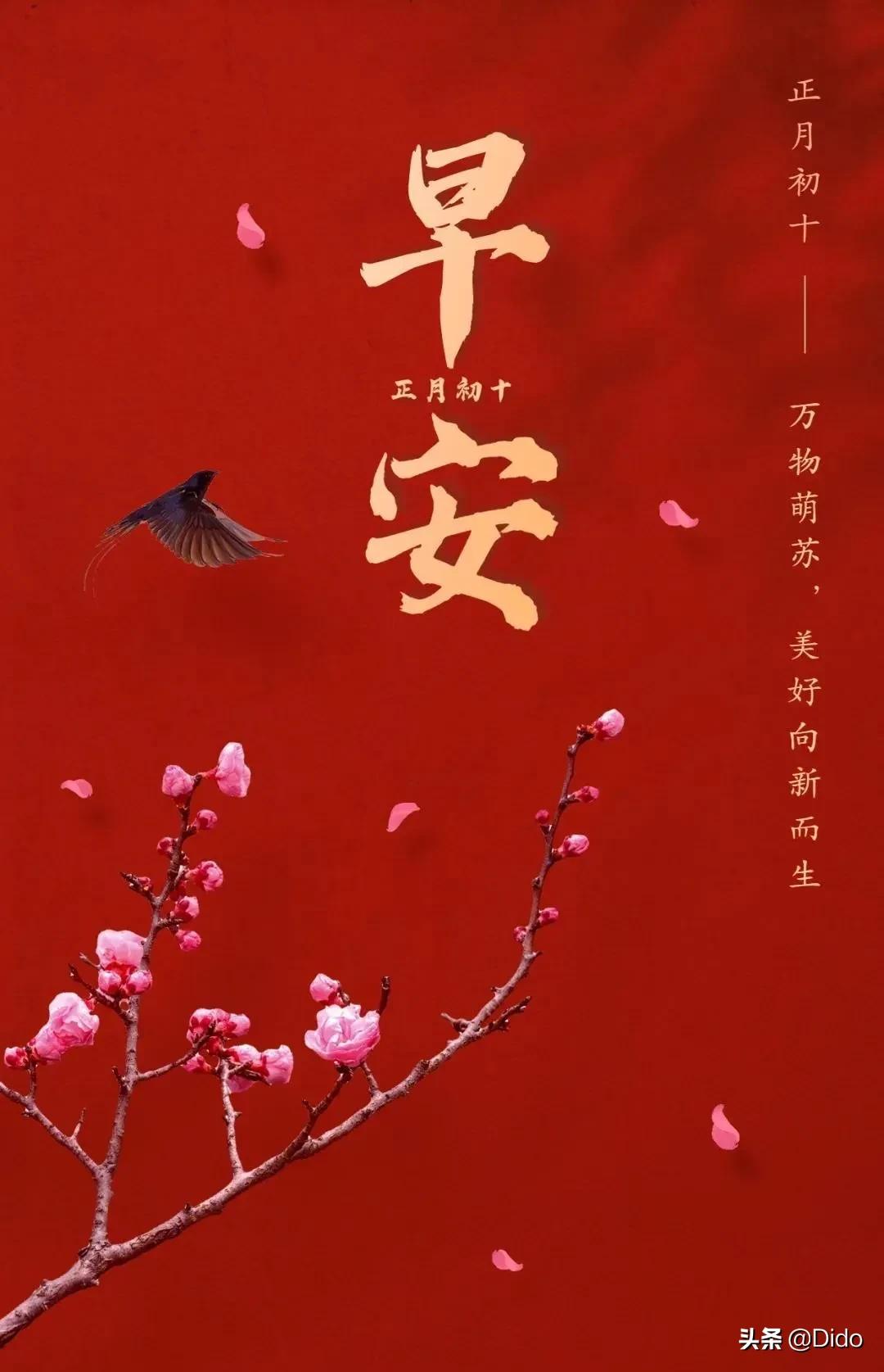 2.10正月初十早安，送您十全十美的祝福，祝你时来运兴财源丰