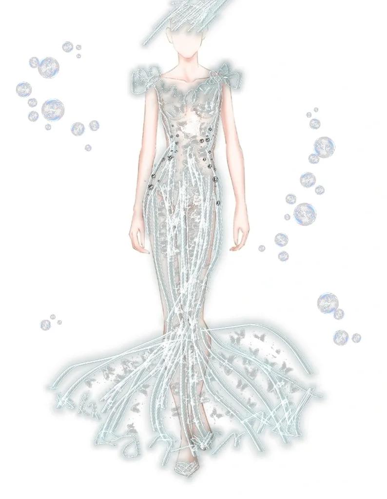 怎么画公主裙婚纱