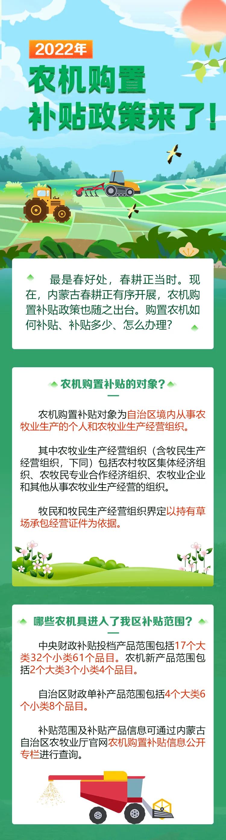 農(nóng)牧民朋友，2022年內(nèi)蒙古自治區(qū)農(nóng)機(jī)購(gòu)置補(bǔ)貼政策來(lái)了！