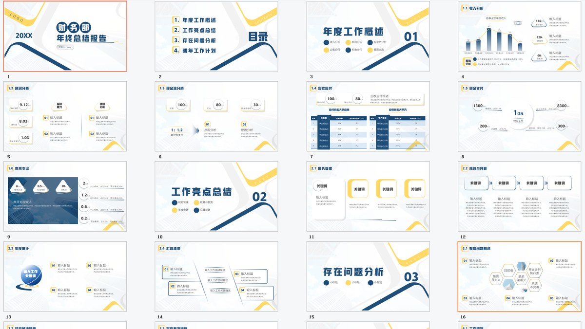 会计因为财务部年终总结PPT加班？这几套模板拿去，直接套用