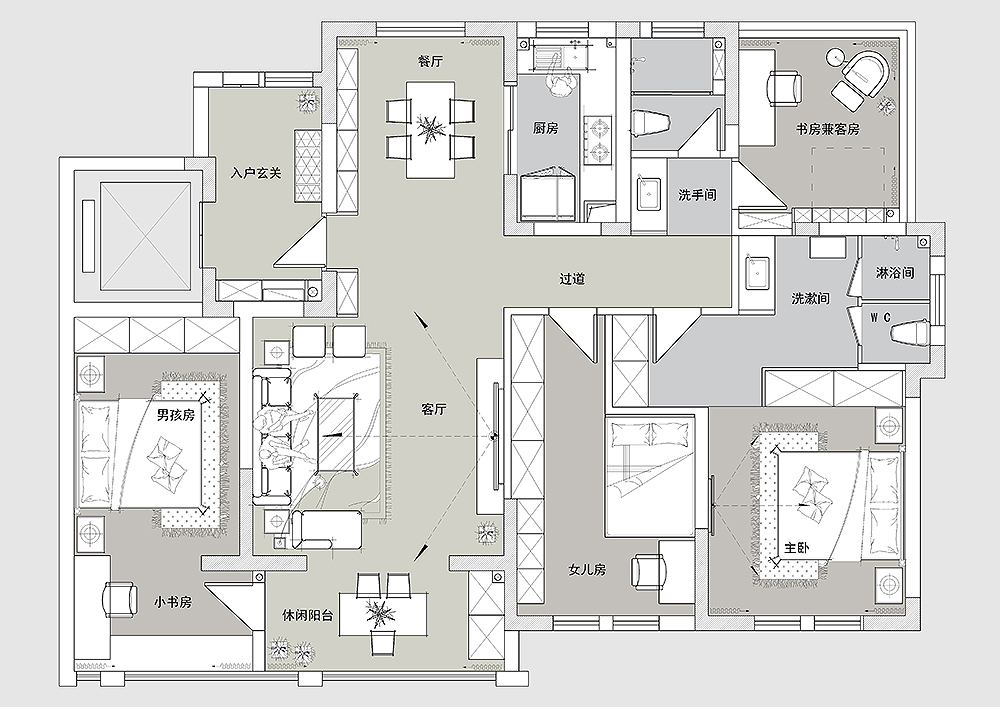 140㎡坚持装新中式，搭配轻奢调，古典与现代结合，高雅又大气