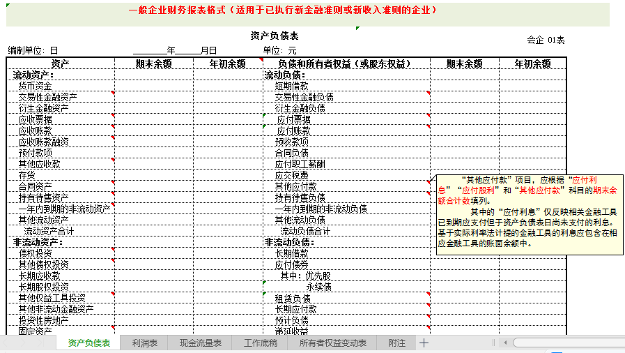 2022年起执行新准则，财务报表编制格式和编制说明，附可视化报表