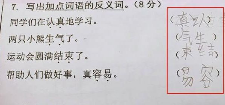 “超懒”小学生作业走红，明明写得很“敷衍”，却还被老师夸机智