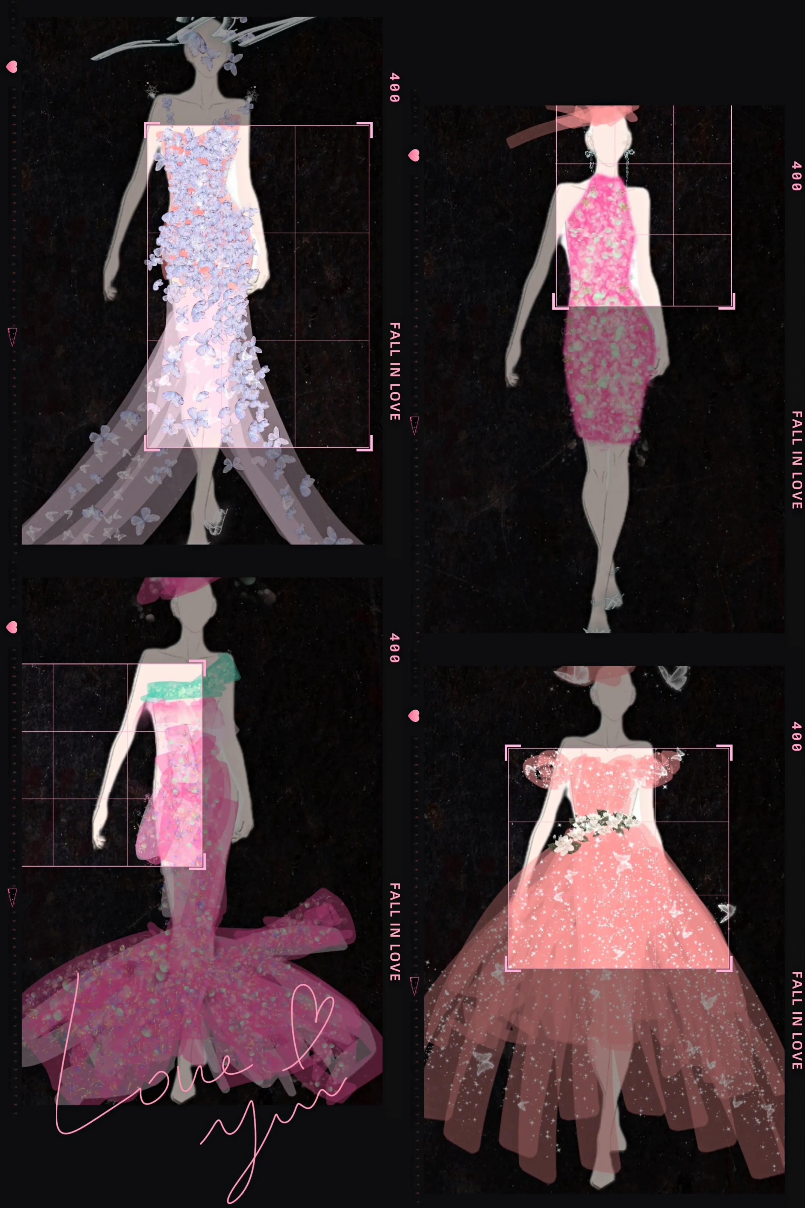 怎么画公主裙婚纱