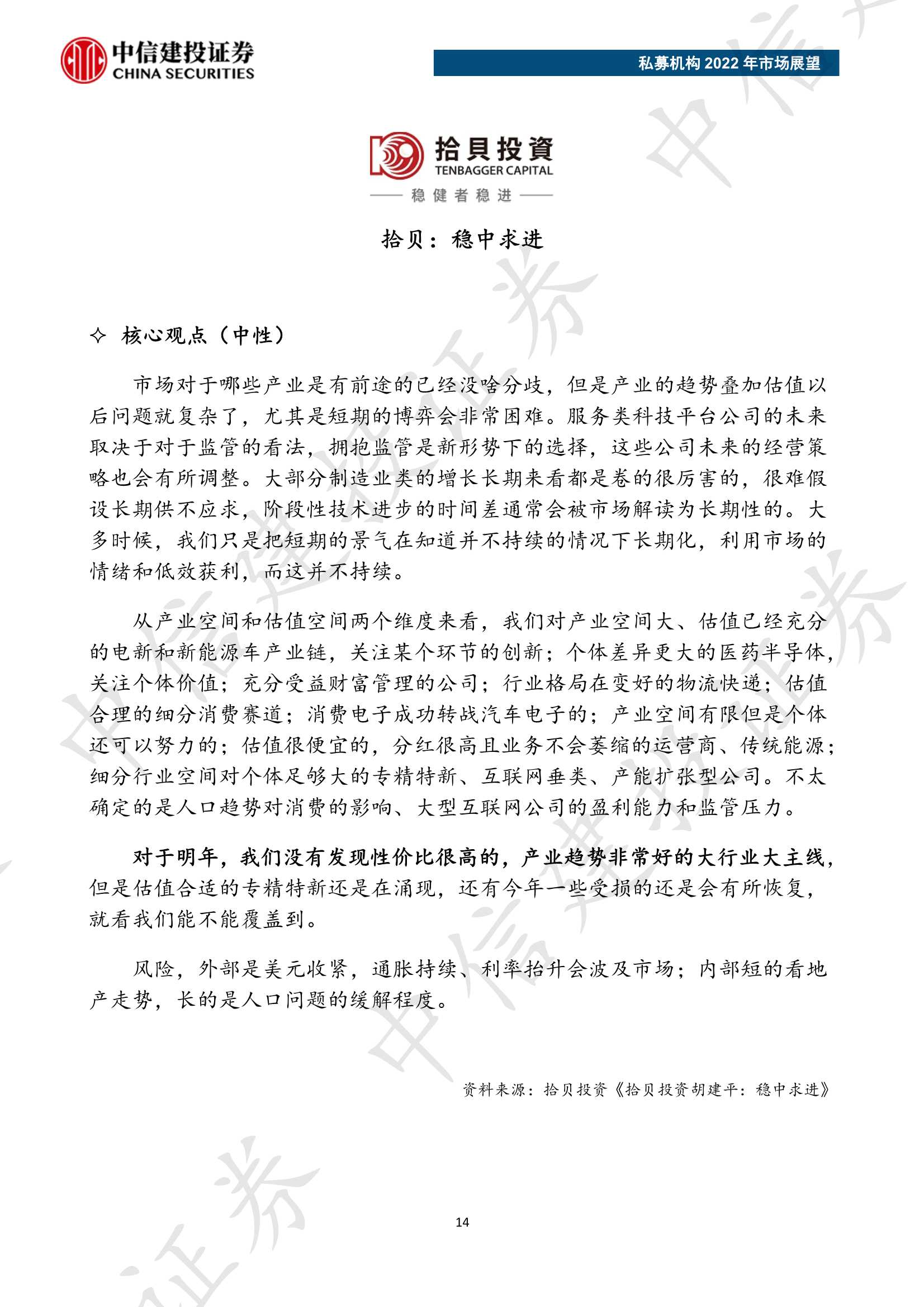 私募机构2022年市场展望（中信建投）