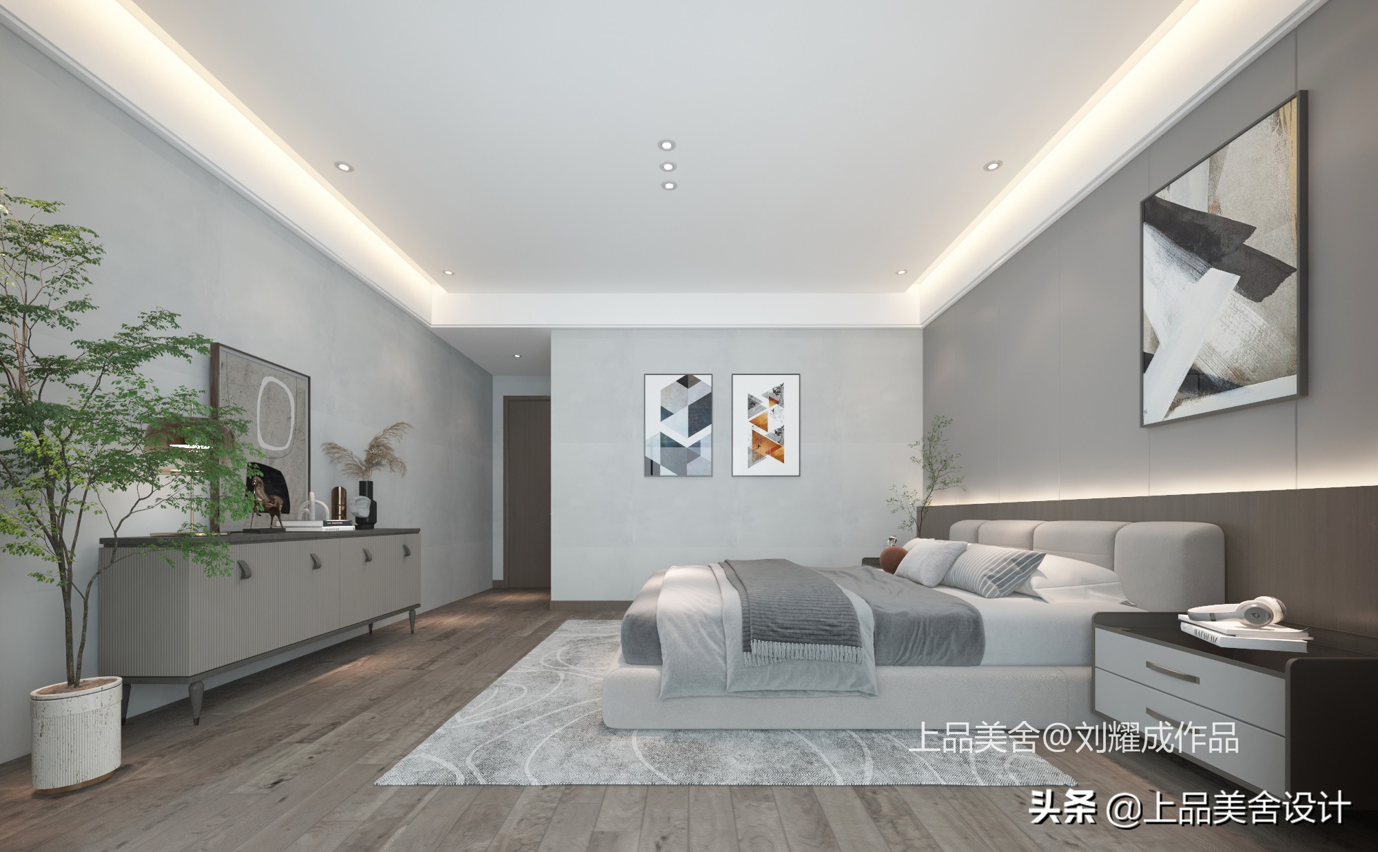 这才是现代极简该有的格调，225平效果大气不失品味，简直太爱了