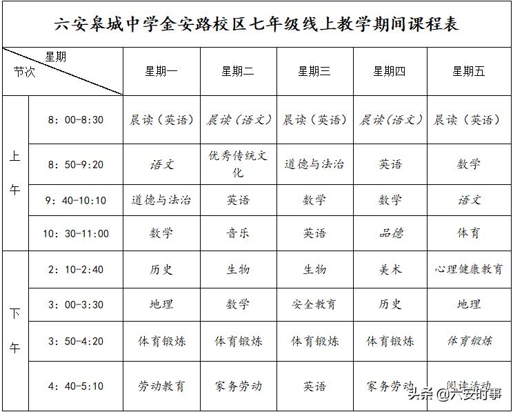 六安皋城中学金安路校区线上教学实施方案(图1)