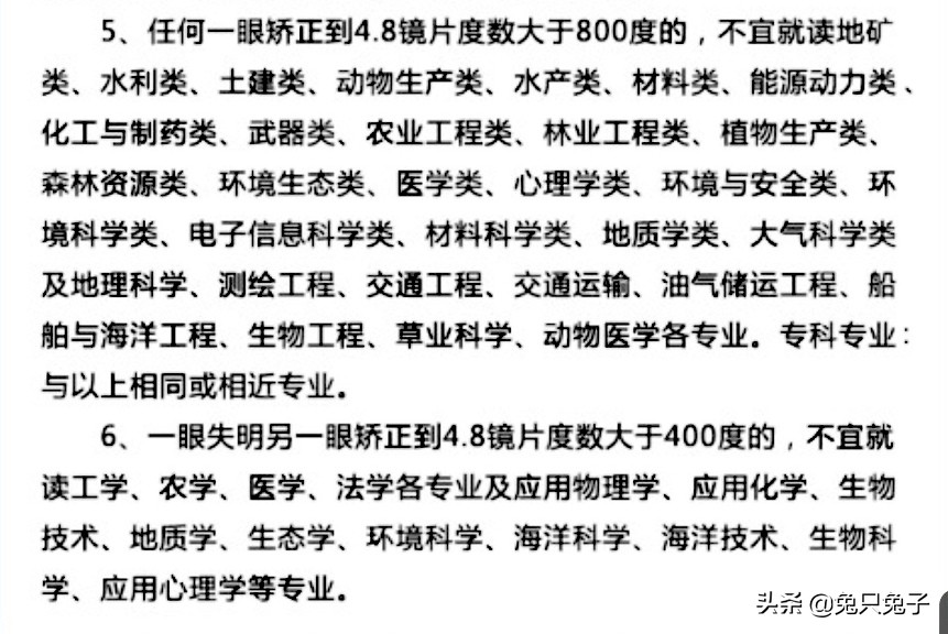 高考体检结果，报考专业建议，“不予录取”和“不宜就读”的区别