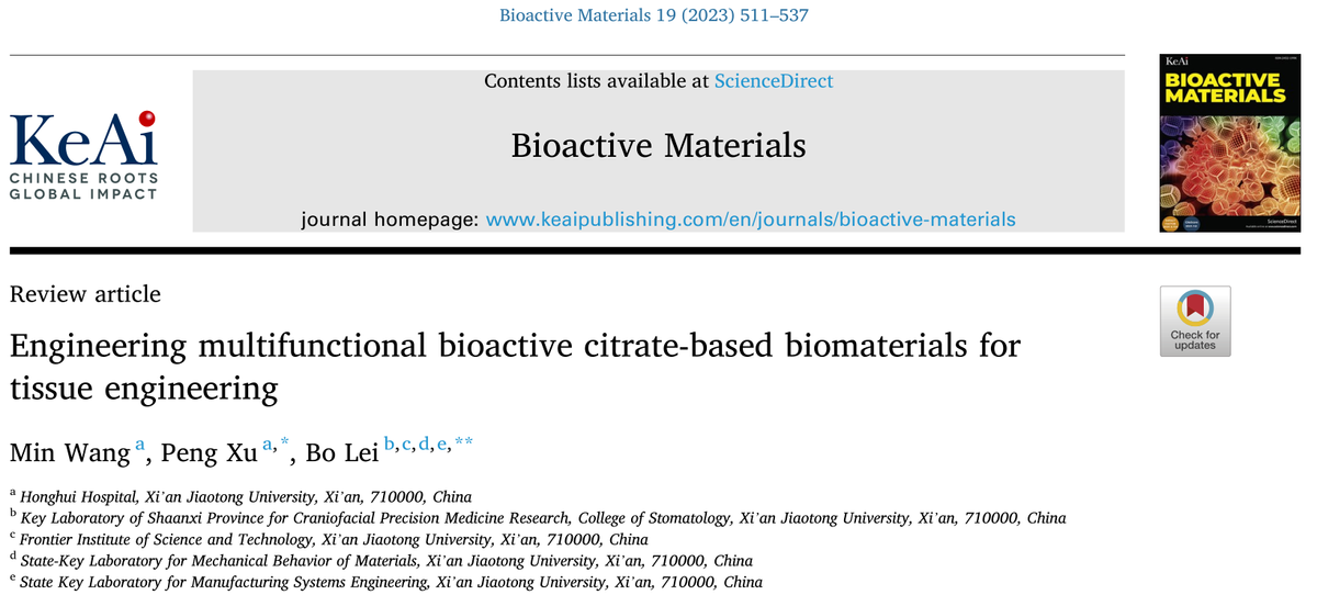 许鹏教授团队在《Bioactive Materials》发表高水平研究论文