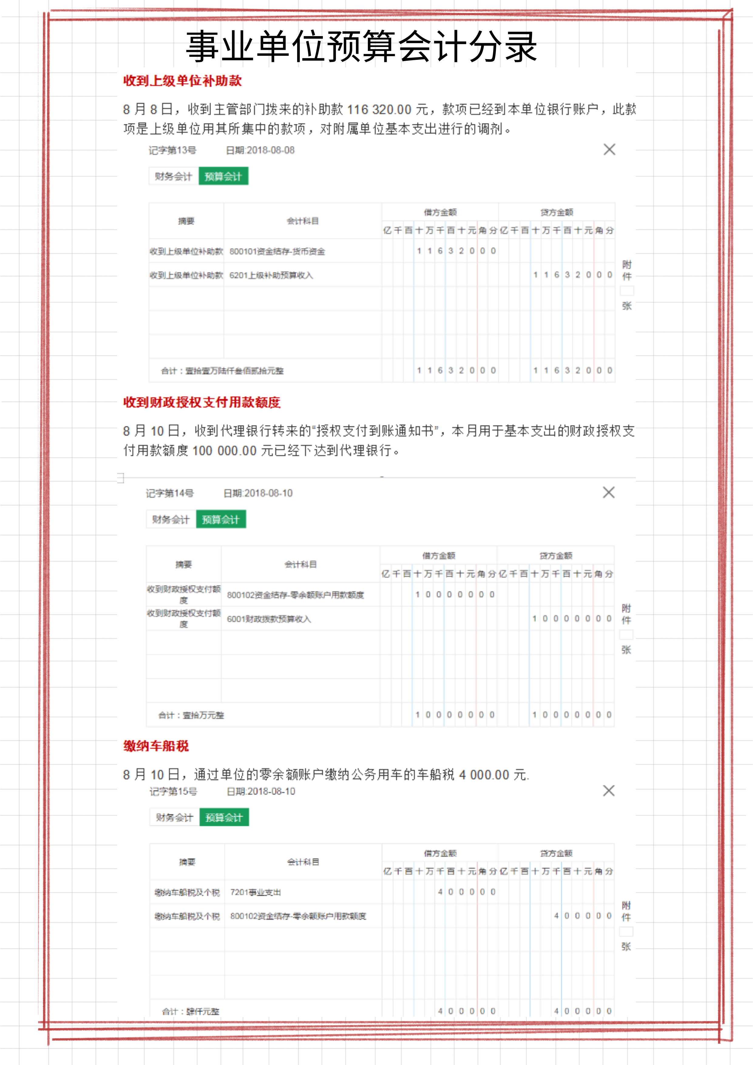 事业单位会计都在用：事业单位会计分录，附96笔账务处理的案例