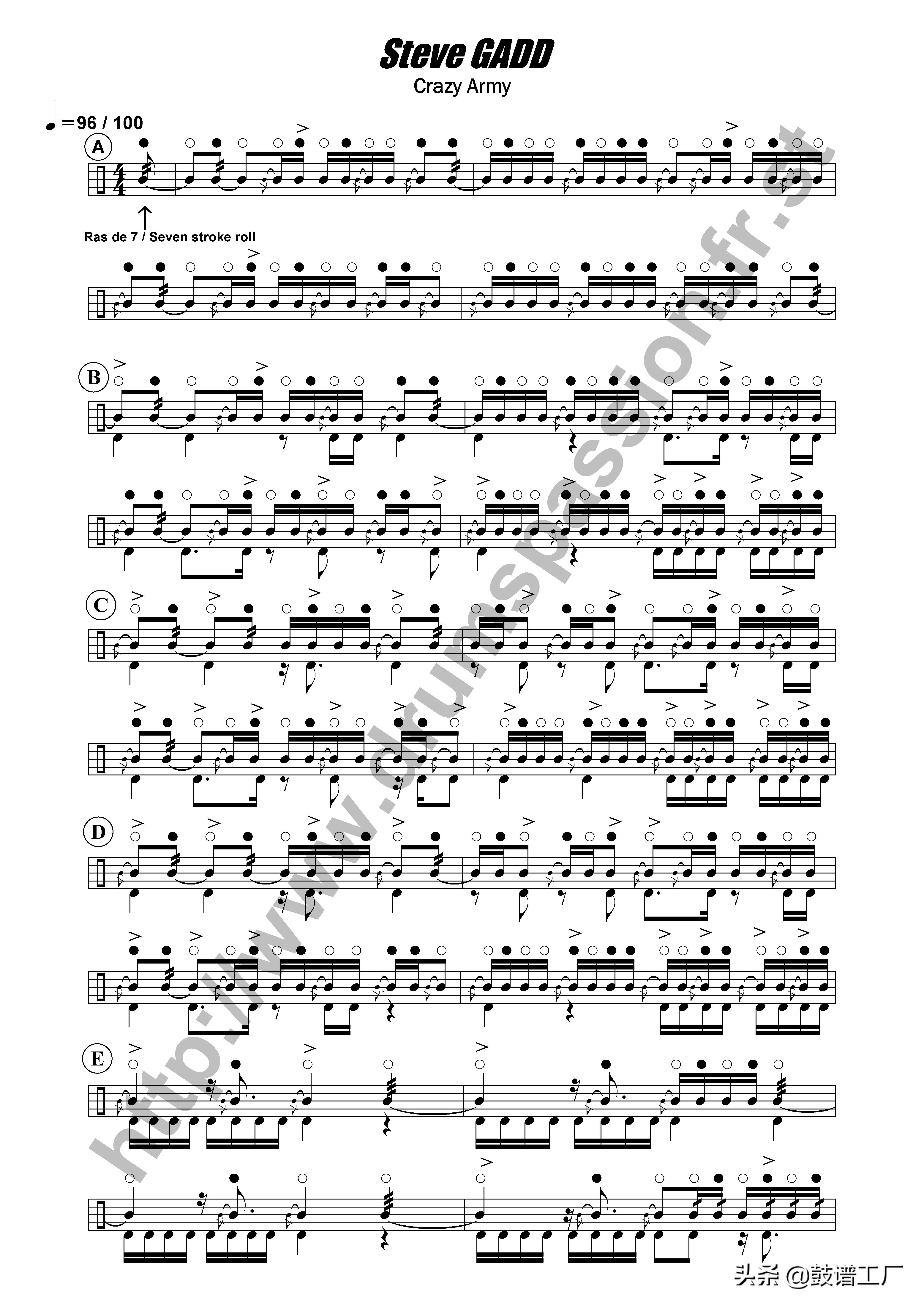 高级小军鼓独奏曲 steve gadd-crazy army – 鼓手学院网