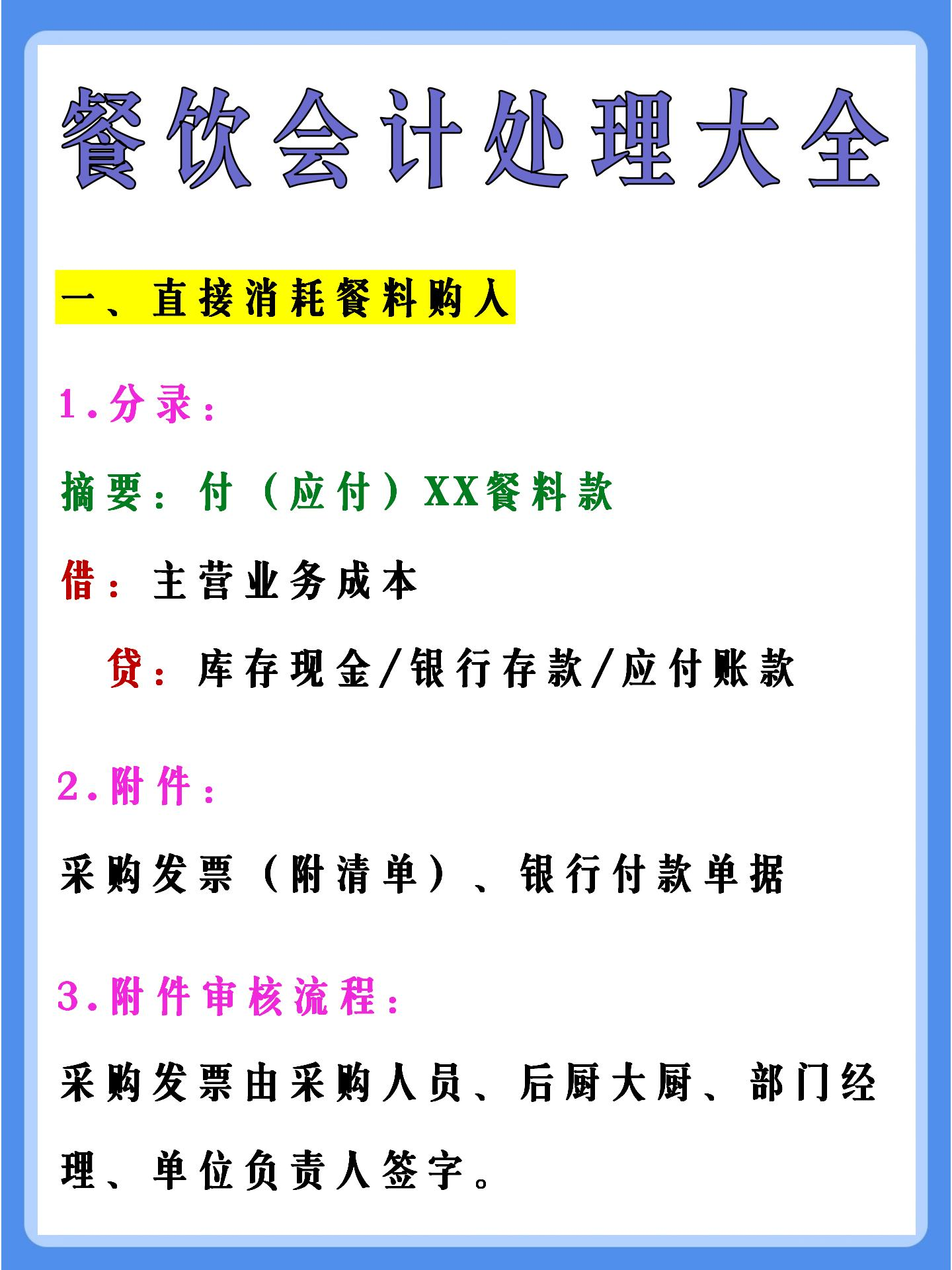 老会计熬夜整理：餐饮会计账务处理大全！看完可以直接面试工作了