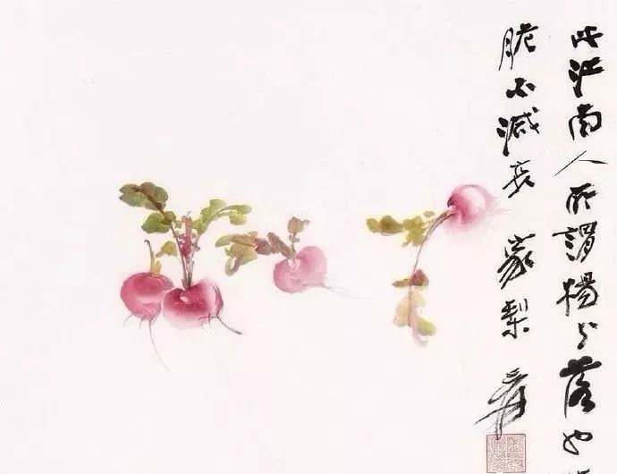 国画大师笔下的红萝卜，个个真水灵