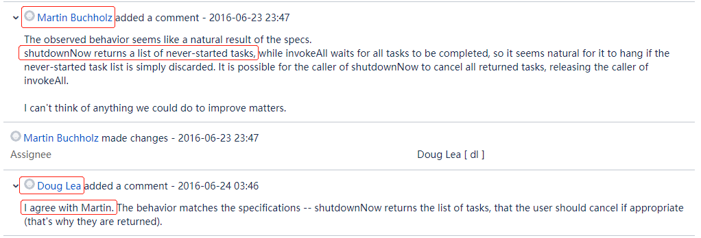 看起来是线程池的BUG，但是我认为是源码设计不合理