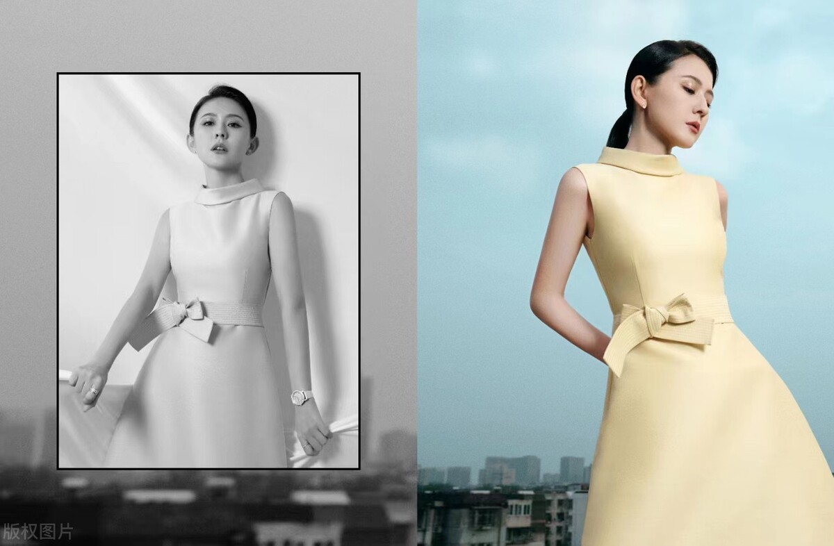 热依扎天台城市大片 黄色裙摆照应美好瞬间