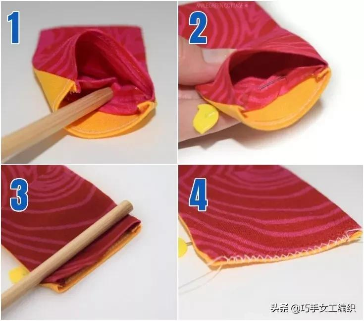 两块圆布相叠就做了个多格收纳袋，几种简单的做法，动动手就能拥
