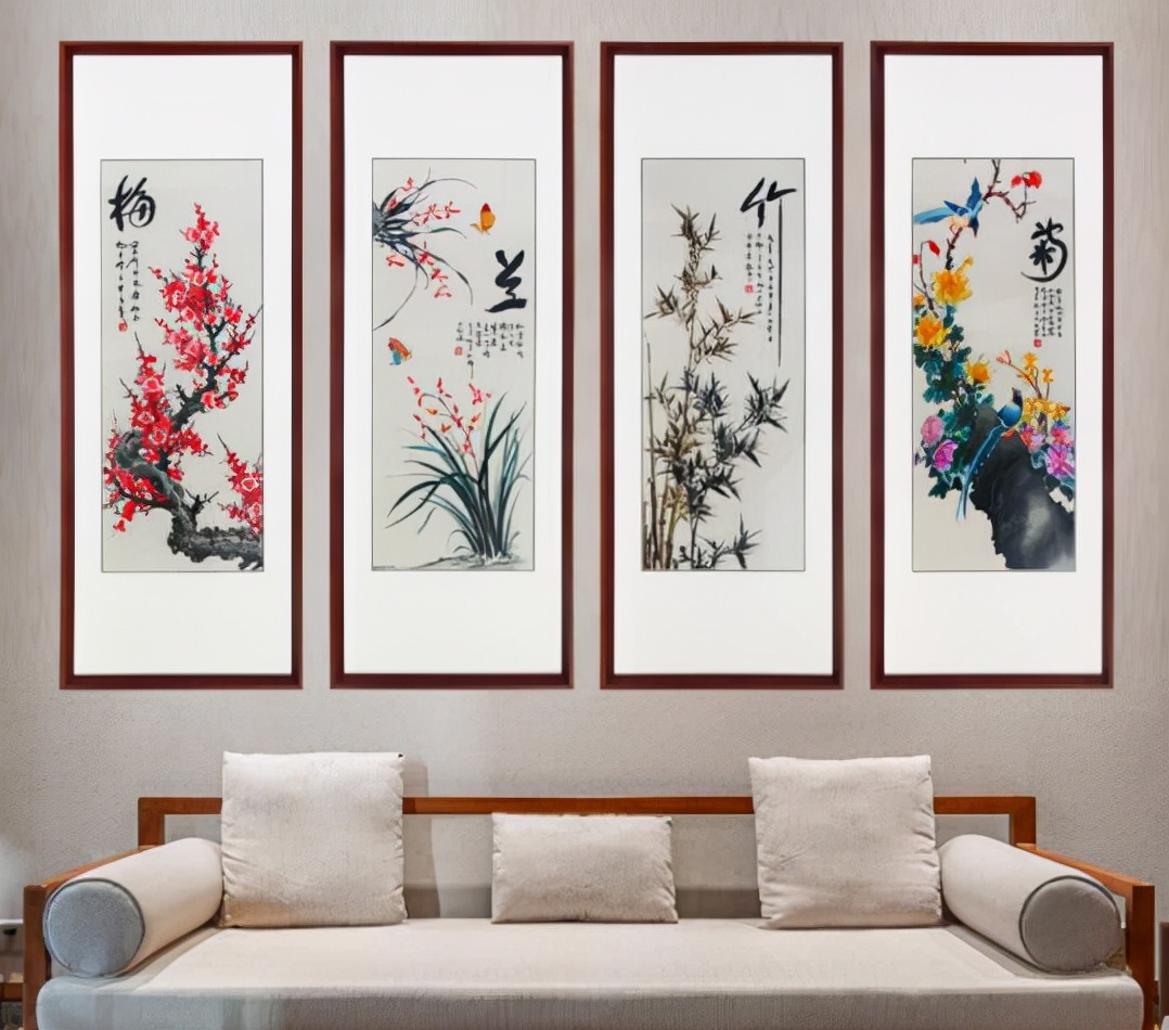 客厅沙发背景墙挂什么画好？吉祥花鸟锦簇繁华，平安家吉年年旺
