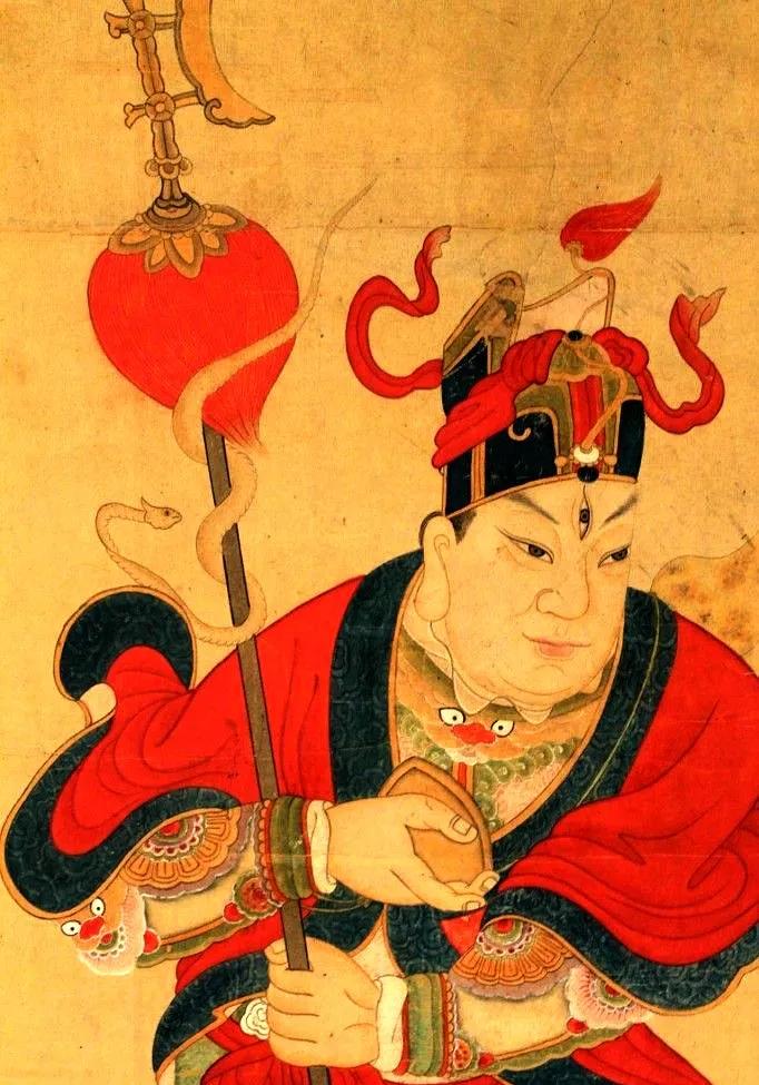 道教护法四大元帅:马元帅,白如雪; 温元帅,蓝如靛;赵元帅,黑如铁; 关