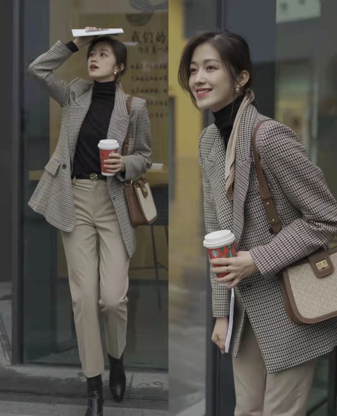 格子西装搭配图片女(春天的) - 赤虎壹号