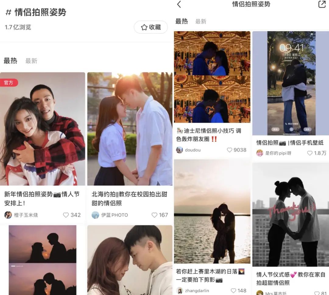 浏览量1.7亿！一文带你看完小红书情侣拍照108式