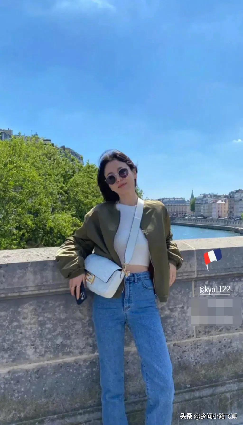 宋慧乔分享巴黎随拍，蓝天白云和美丽姐姐