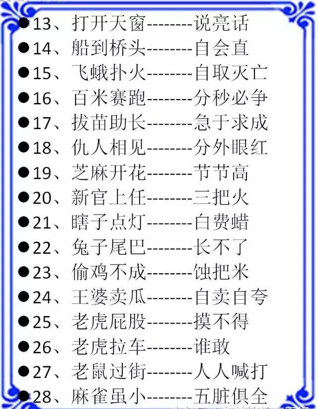 语文基础知识：歇后语+谚语，流传千古的经典名句，作文的好帮手