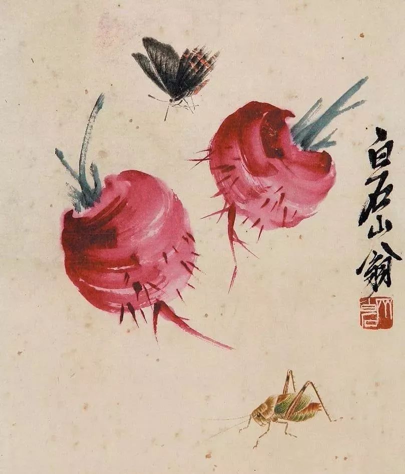 国画大师笔下的红萝卜，个个真水灵