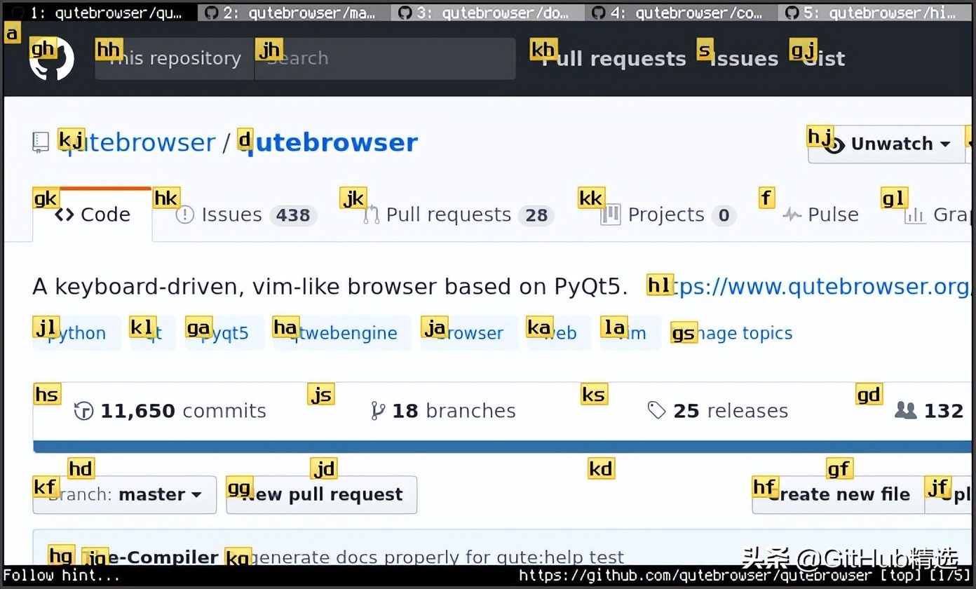 QuteBrowser 一个以键盘为中心的浏览器