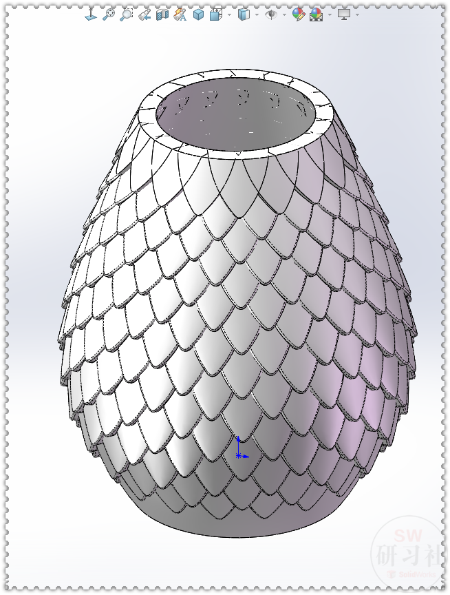 用SOLIDWORKS画个鱼鳞花瓶，绘图很简单，就是运算有点慢